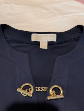 MICHAEL Michael Kors Navy Blazer with Gold Chain Detail